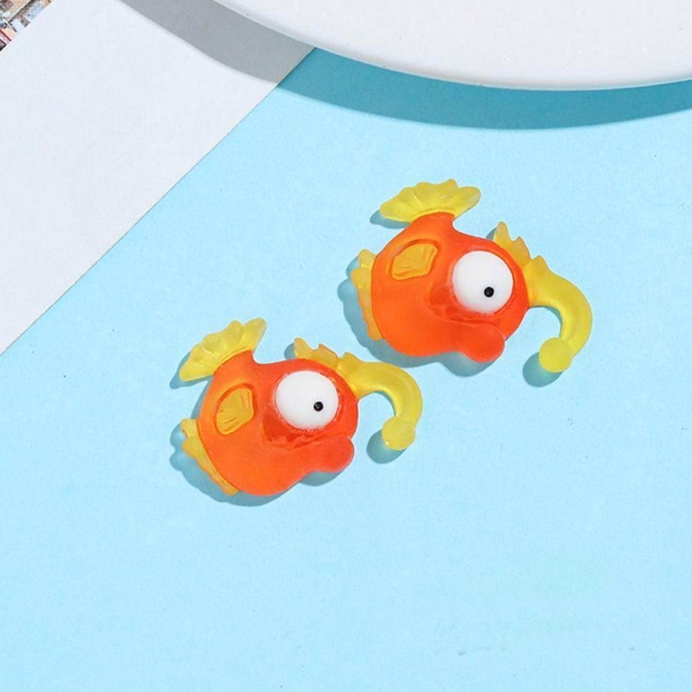 Lanfy Ornamen Resin 10Pcs Kawaii Hewan Laut DIY Kartun Ikan Badut Telepon Shell Accessorie