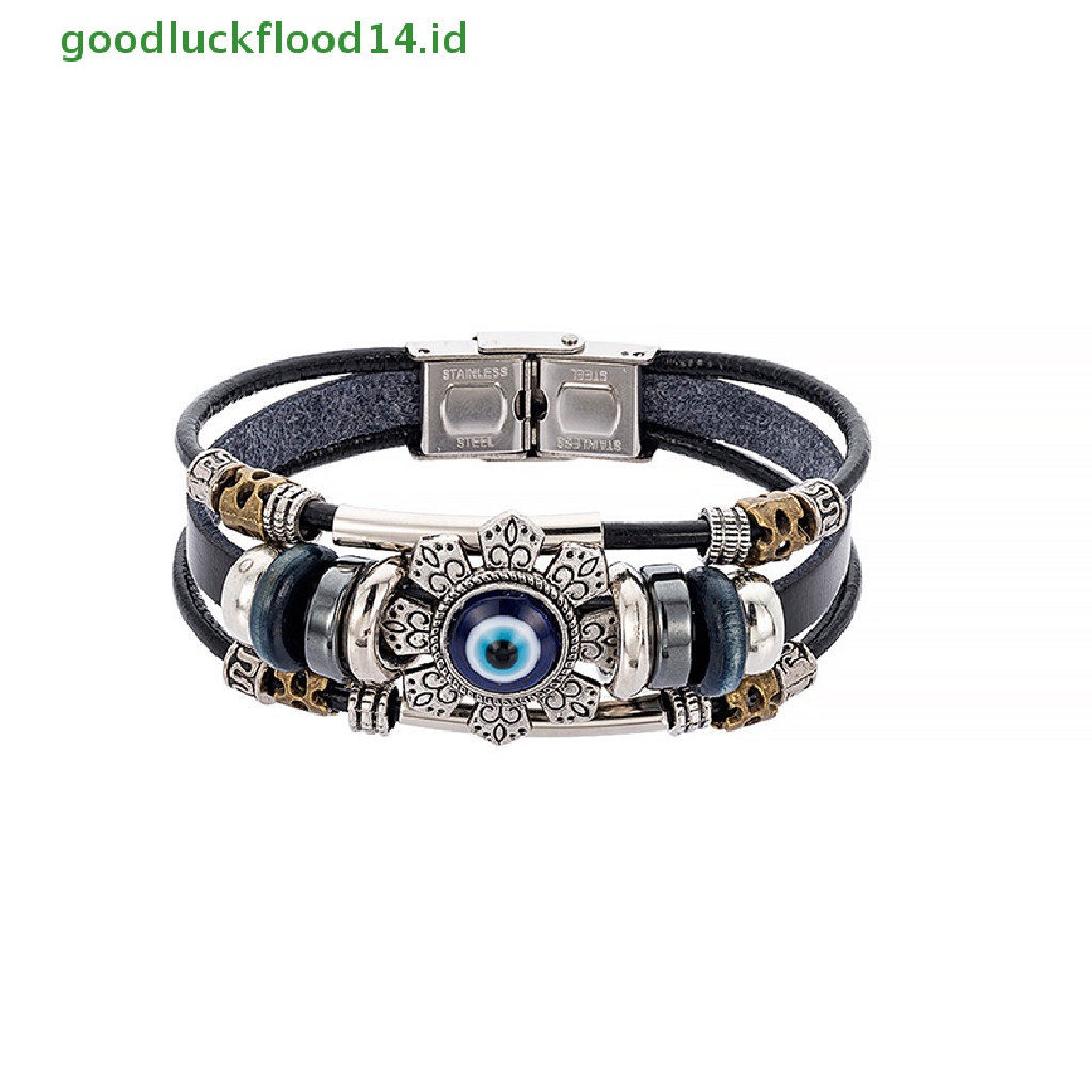 [GOOGFOUR] Lucky Eye Turkish Evil Eye Bracelets Punk Multilayer Kulit Handmade Bracelet [TOP]