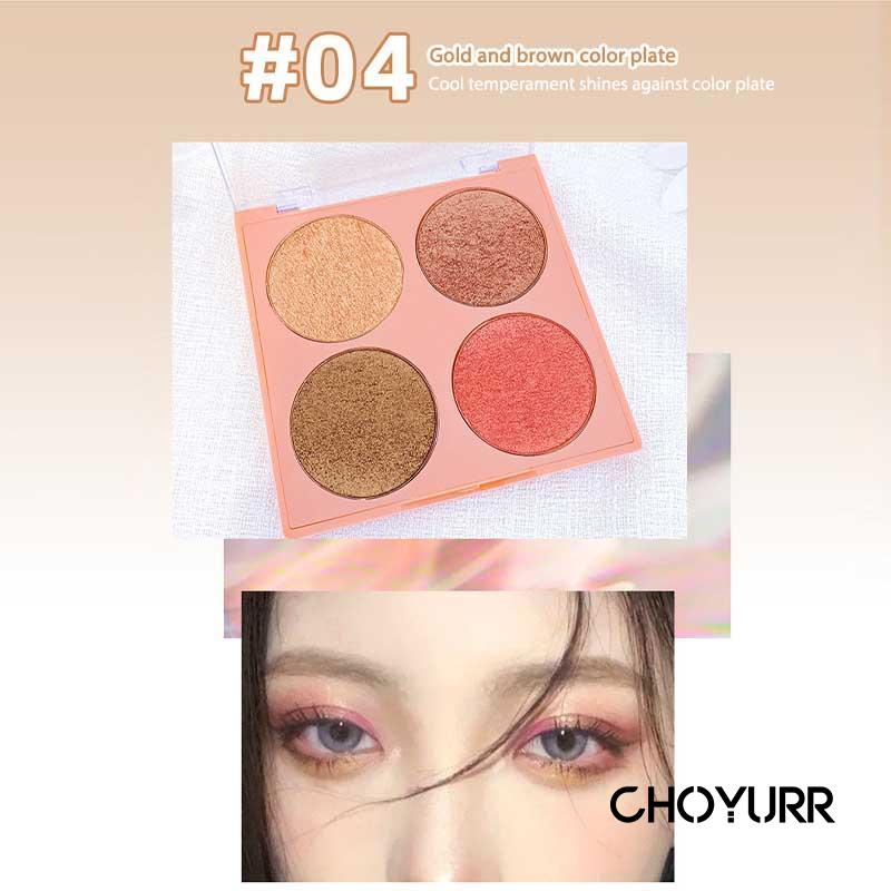 【COD】3IN1 Eyeshadow /Hightlight / Blusher  Palette 4 Warna Matte Gold Glitter Cosmetics Beauty Eye Makeup-CH