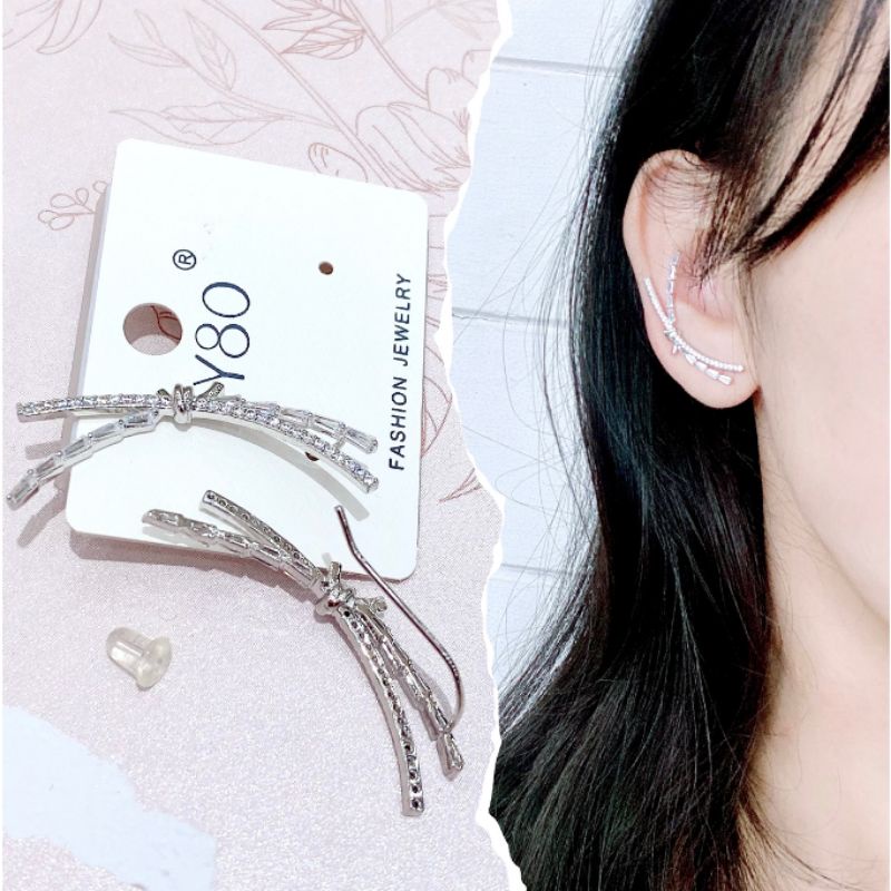 Anting Silver925 perak mata kilau Starling Silver Zircone Premium Quality Mata Kilau Anti Karat Anti Alergi Earring Fashion Import Branded Band A10