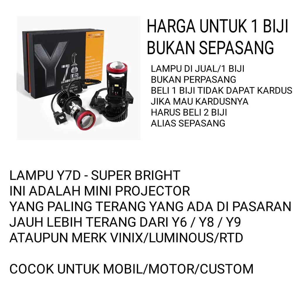 LAMPU LED MOBIL MOTOR H4 MINI PROJECTOR PROJIE Y7D SUPER BRIGHT