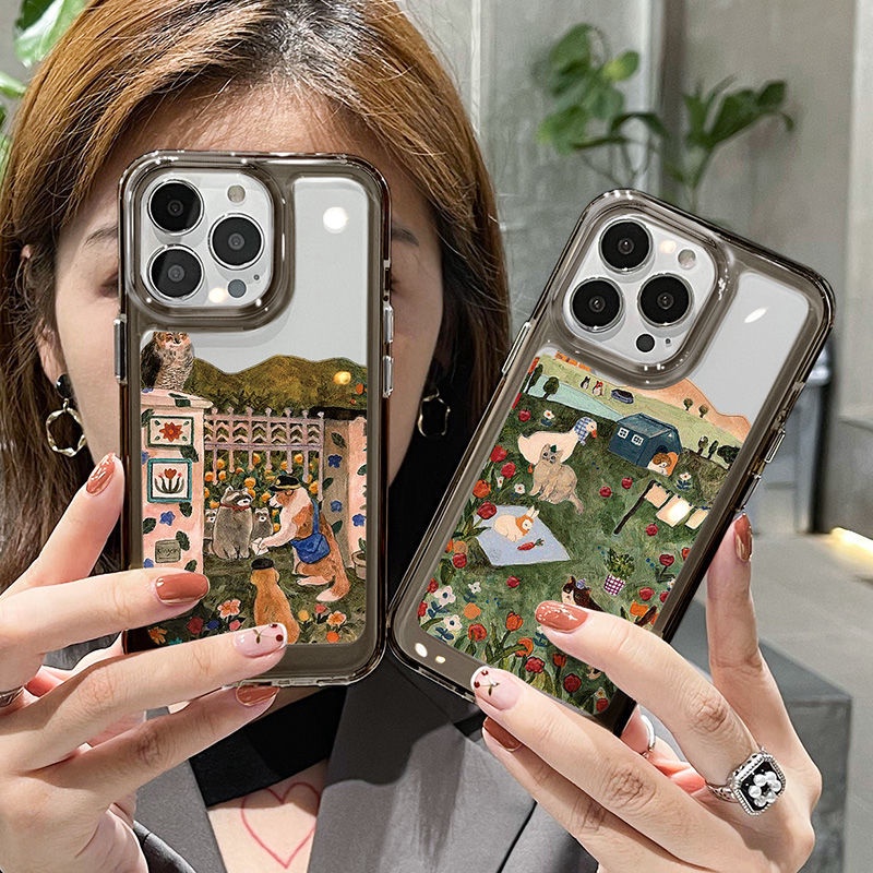 IPHONE Casing Ponsel Lembut Kucing Lucu Kompatibel Untuk Iphone14 11 13 12 Pro XS Max X XR 7 8 6S Plus Silcon Transparan Casing Shockproof TPU Cover