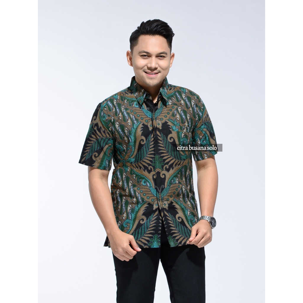 KUPU KSATRIA PENDEK Kemeja Batik Pria Full Furing Bahan Katun Primisima