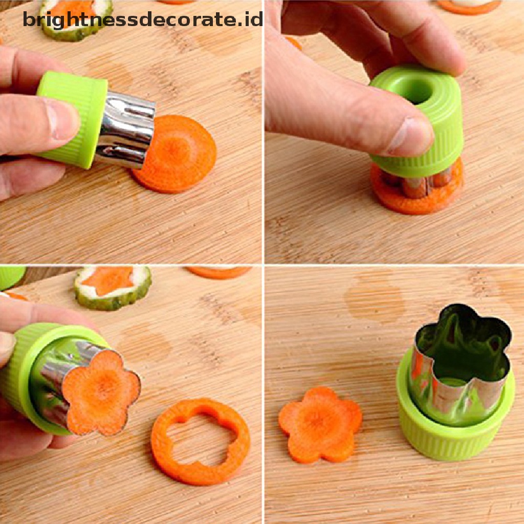 [Birth] 6/9pcs Alat Masak Portable Pemotong Sayuran Gagang Plastik Stainless Steel Buah Cutg Die Gadget Dapur [ID]