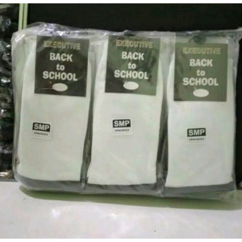 kaos kaki sekolah SMP 12 pasang hitam putih