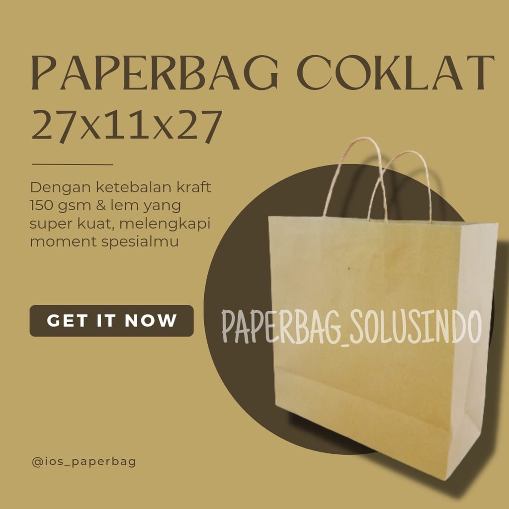

[Min pemesanan 5] Paperbag / Kantong Kertas Warna 27X11X27 cm BROWN / PAPERBAG COKLAT(C)