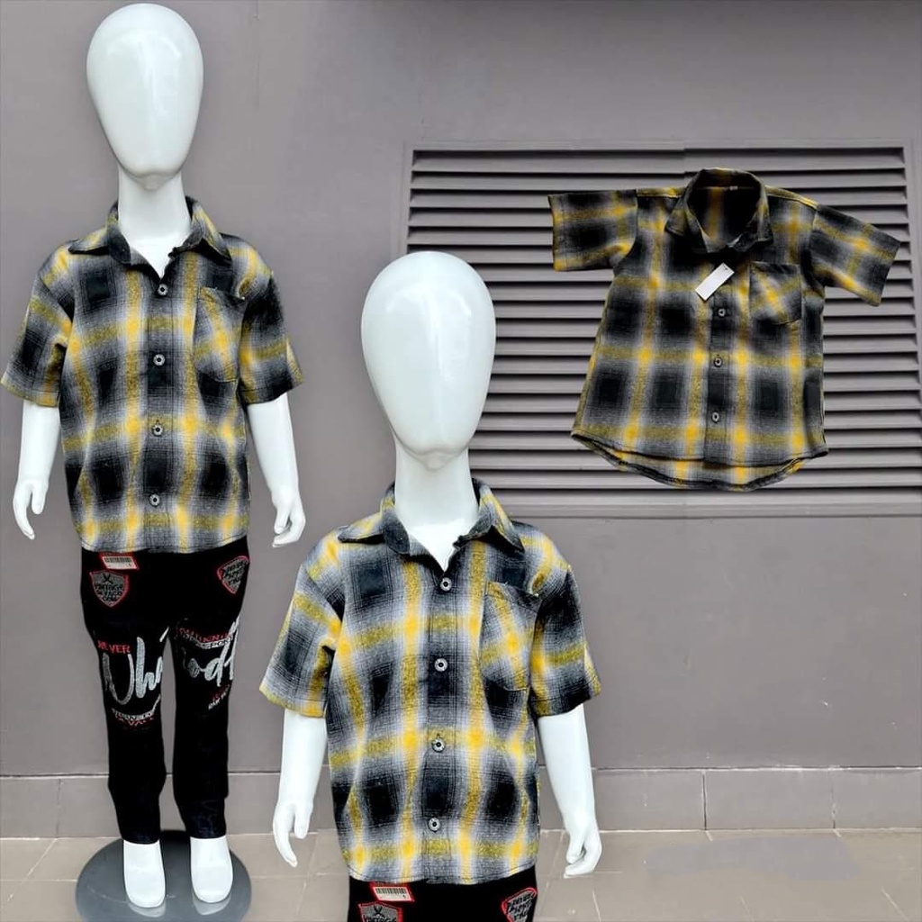 Setelan Kemeja flanel anak laki-laki usia 1 sampai 12 tahun//kemeja flanel//kemeja kotak-kotak//setelan baju laki-laki