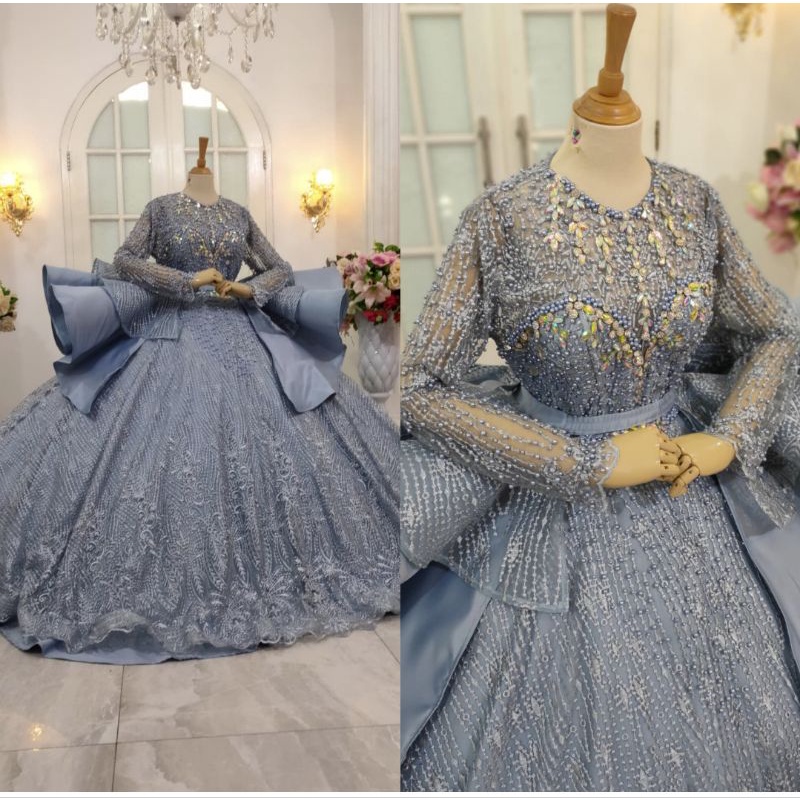 GAUN PENGANTIN BARBIE  MODERN MEWAH BEREKOR TRIDI//DRESS WEDDING