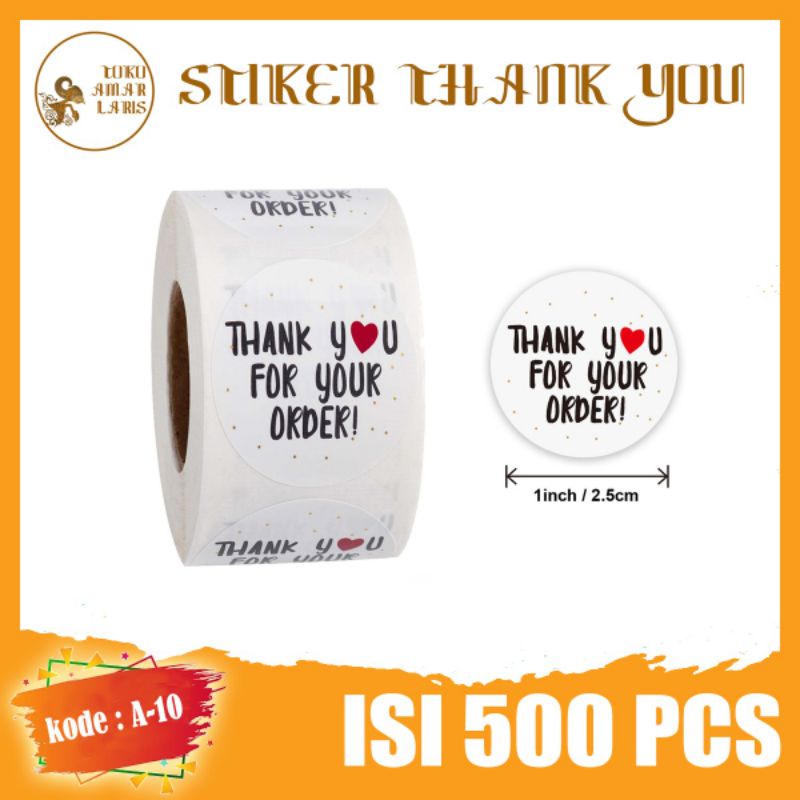 

Sticker Thank You 1 Roll 500 pcs motif kece kode A- 10 !!!
