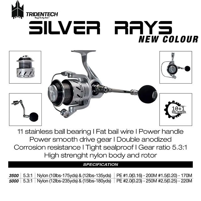 Reel Tridentech Silver Rays New Color 3500/5000
