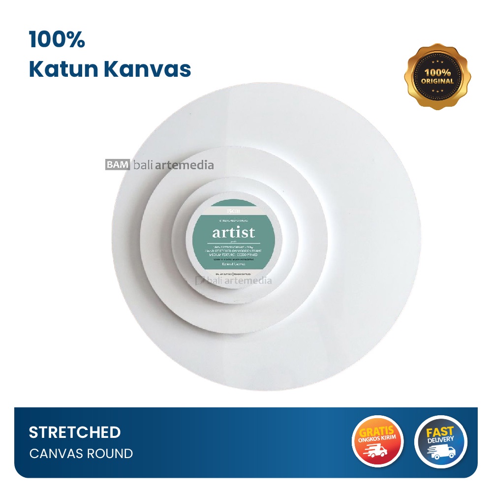 Stretched Canvas Round Bali Artemedia - Artist Grade - Diameter 15 / 20 / 30 / 50