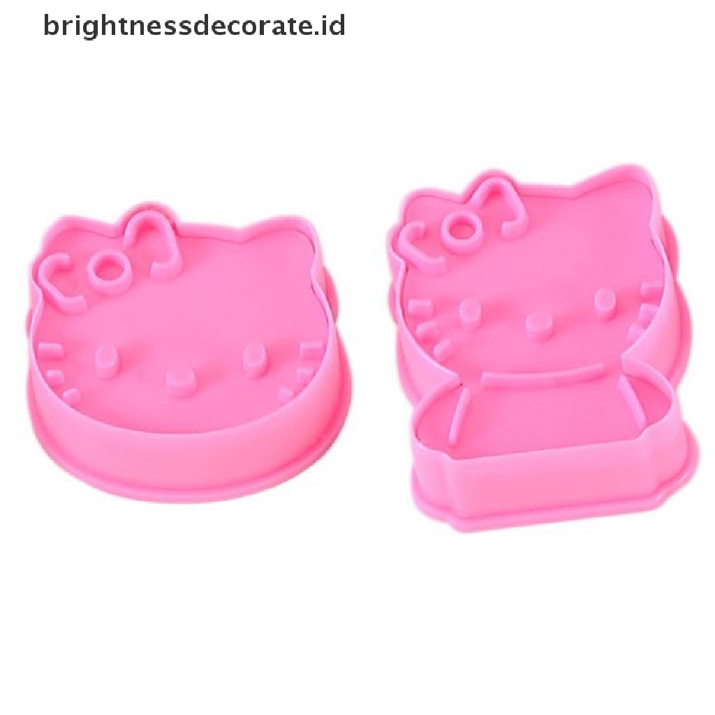 [Birth] 2pcs Kawaii Hellokts Anime Cetakan Biskuit Mini Kartun Lucu 3D Bentuk Kucing Tools [ID]