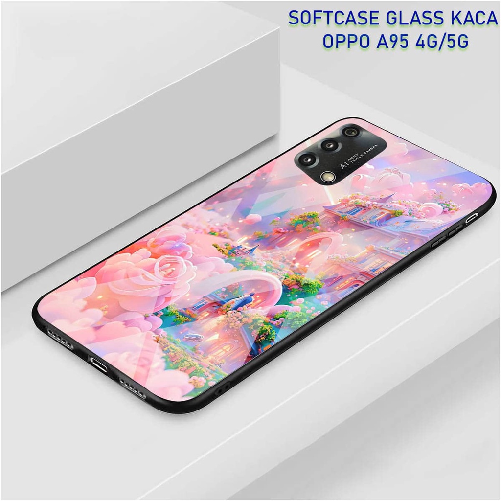 Softcase Glass Kaca OPPO A95 [4G]- Case Hp Pelindung Handphone OPPO A95 [5G] [ A95]
