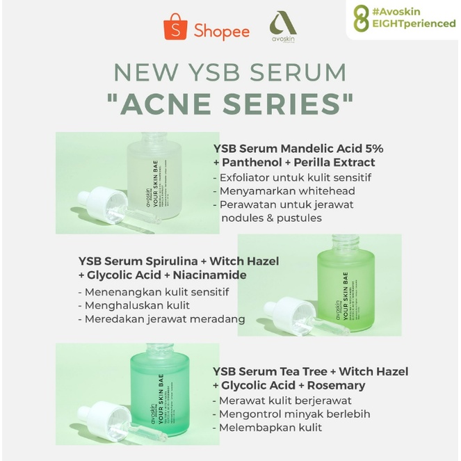 Avoskin Your Skin Bae Serum Spirulina + Witch Hazel + Glycolic Acid + Niacinamide 30 ml