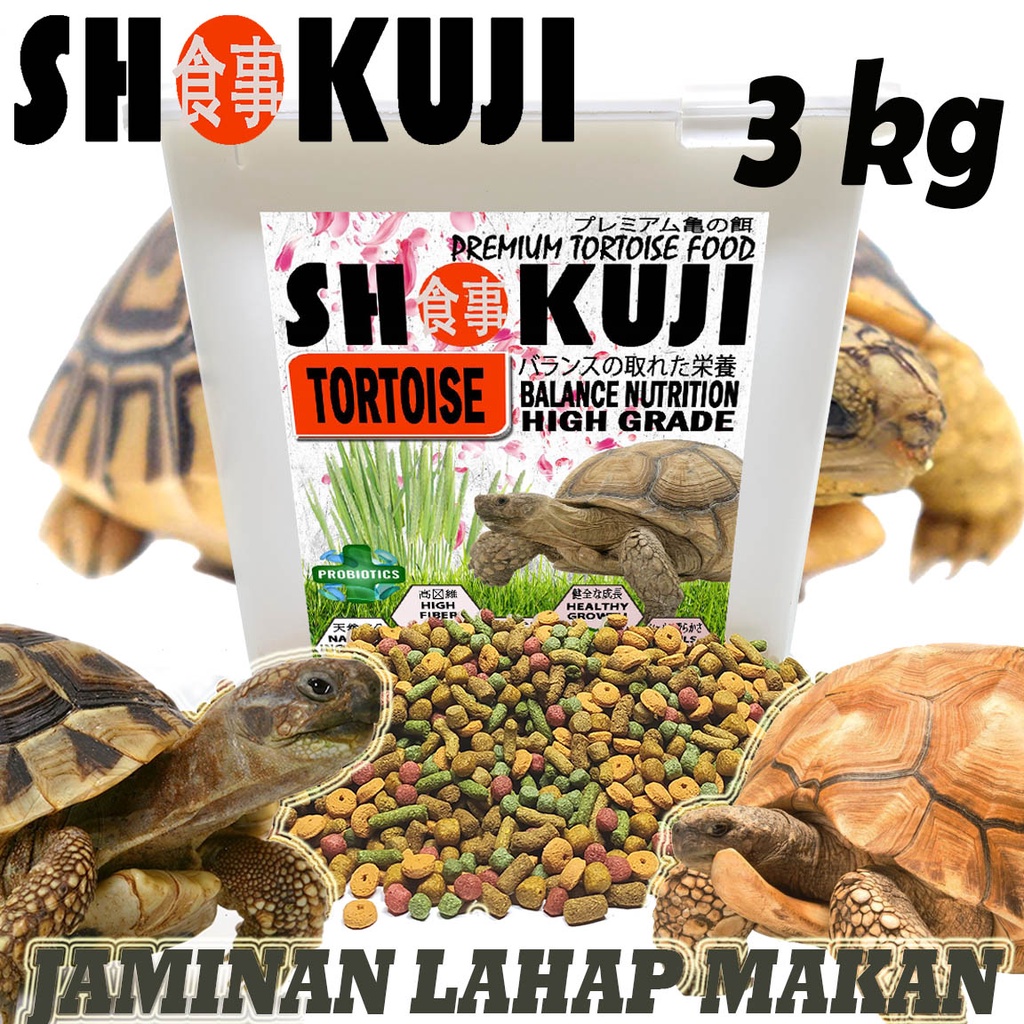 3KG SHOKUJI MAKANAN PAKAN SULCATA PARDALIS PELET RADIATA PELET TORTO MAKANAN KURA KURA DARAT CHERRYH