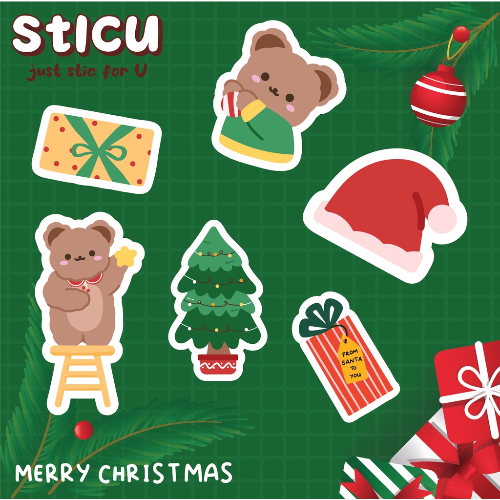 

CHRISTMAS/XMAS STICKER PACK - STIKER HELM CASE HP LAPTOP TUMBLER MOTOR