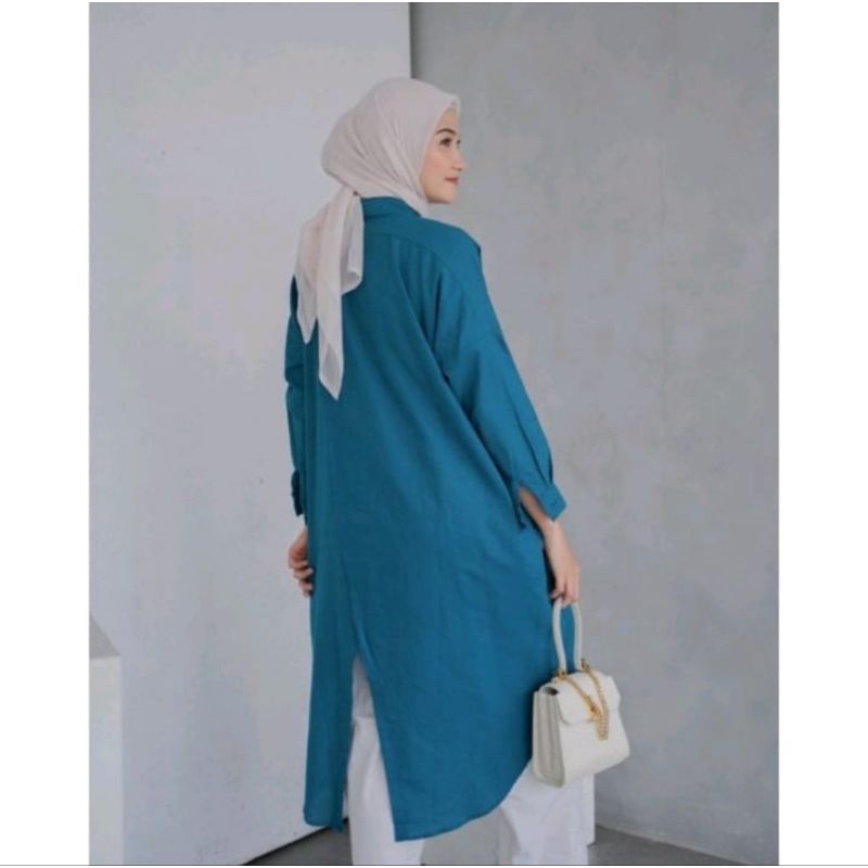 Dwyne Tunik - Kemeja Linen Wanita - Oversized Shirt Linen