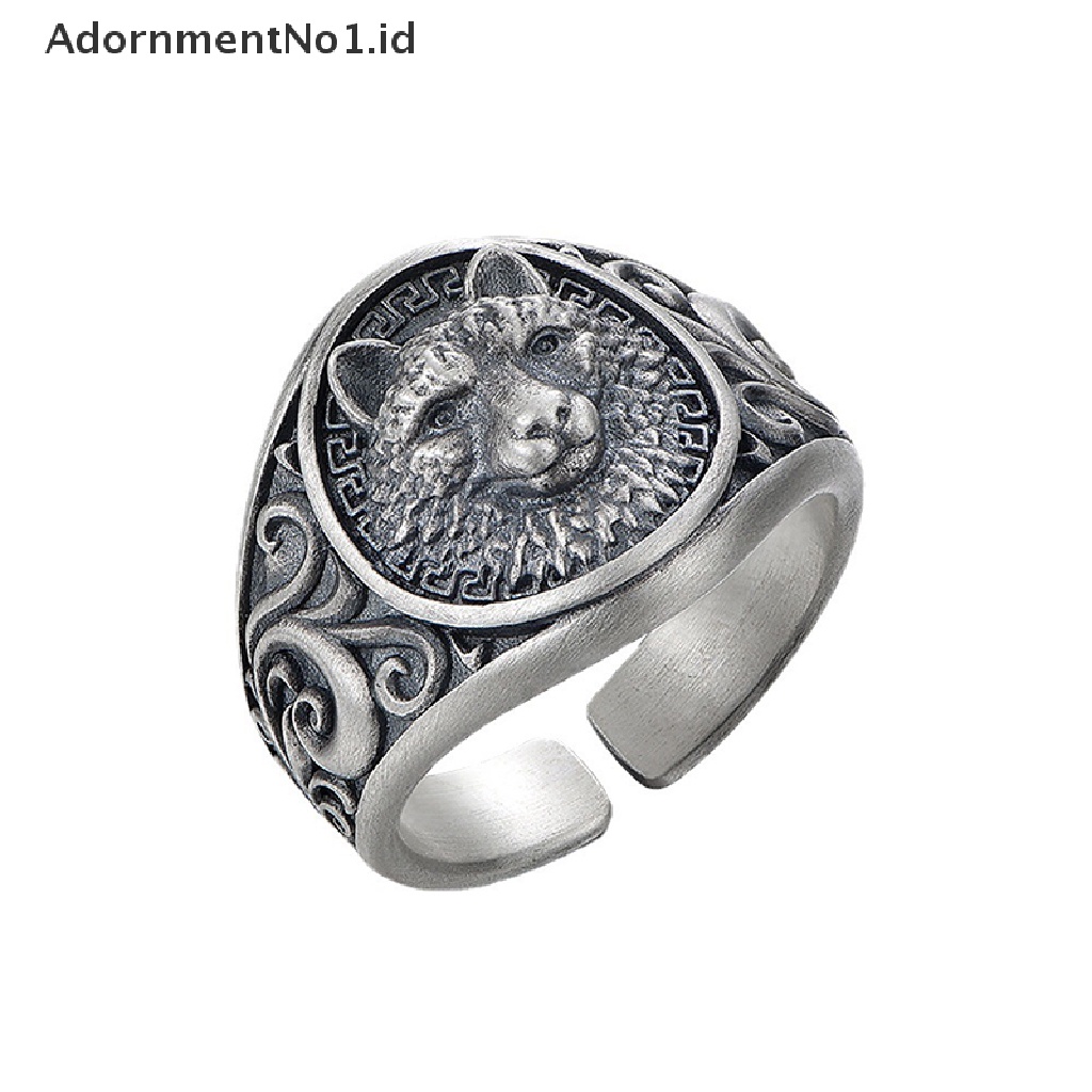 [AdornmentNo1] Retro Adjustable Punk Gothic Rings Fashion Serigala Kepala Cincin Pria Trendi Kepribadian Terbuka Cincin Untuk Wanita Pria Hip Hop Perhiasan [ID]