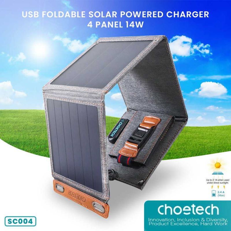 Choetech USB Foldable Solar Powered Charger 4 Panel 14W - SC004