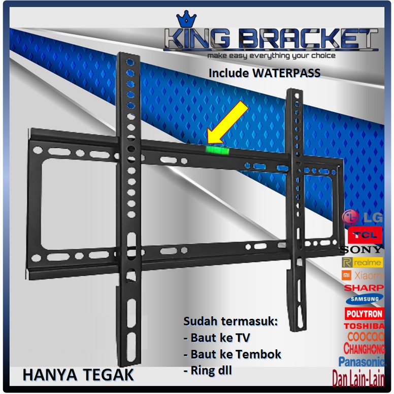 Garansi COCOK!!  Bracket TV LED  32&quot; s/d 60&quot; Universal (ada Waterpas) Premium  model KOKOH dan Tebal cocok  semua merk TV Bracket tv Braket tv Breket Tv briket tv