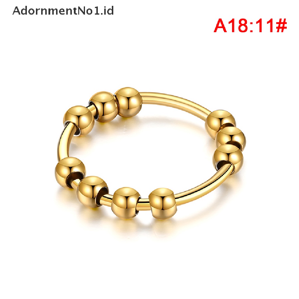 [AdornmentNo1] New Stainless Steel Beads Anxiety Rings Stress Relief Fidget Rings Untuk Wanita Pria INS Gaya Sederhana Fashion Perhiasan Hadiah Tren [ID]