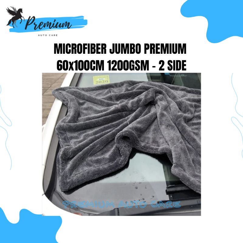 Premium Auto Care Kain Lap Microfiber Jumbo Twisted Loop Drying Towel 60x100CM