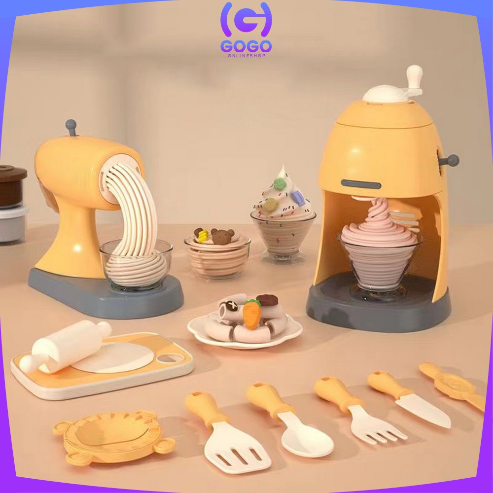 GOGO-M304 M305 Mainan Cetakan Playdough Set Anak Mesin Noodle Maker / Mainan Edukasi Plastisin Clay Mie Ice Cream Cake Kids Set