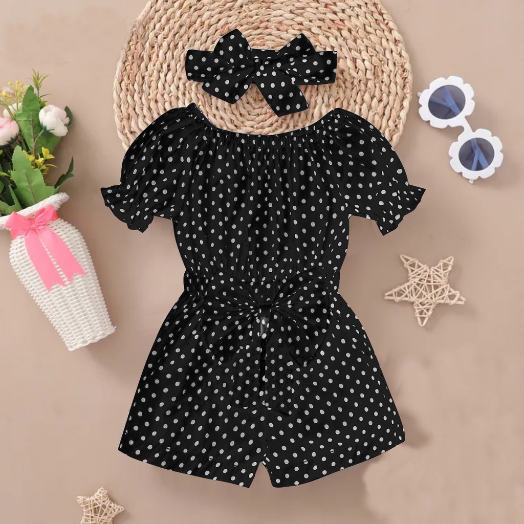 Jumpsuit Model Terbaru Anak Perempuan  Free Bando 1-8 Tahun Motif Polkadot  Matt Woolpeach/Jumpsuit Nabila Kids