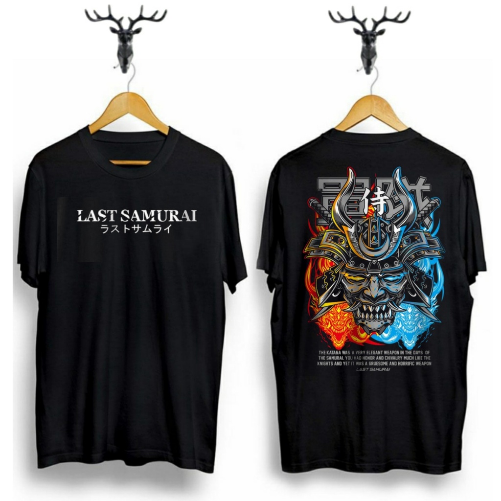 KAOS T-SHIRT { COD } / KAOS DISTRO SAMURAI / BAJU KAOS LAST SAMURAI HITAM / BAJU KAOS TERBARU PRIA W