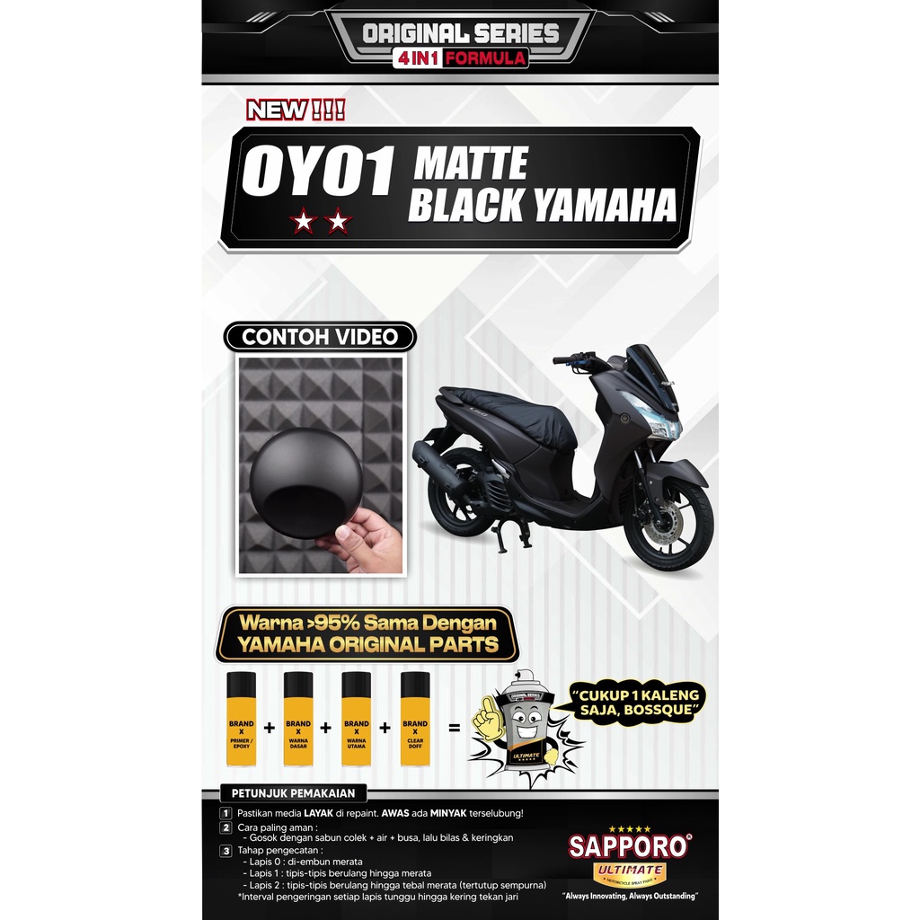 SAPPORO ULTIMATE Matte Black Yamaha OY01 400 ml