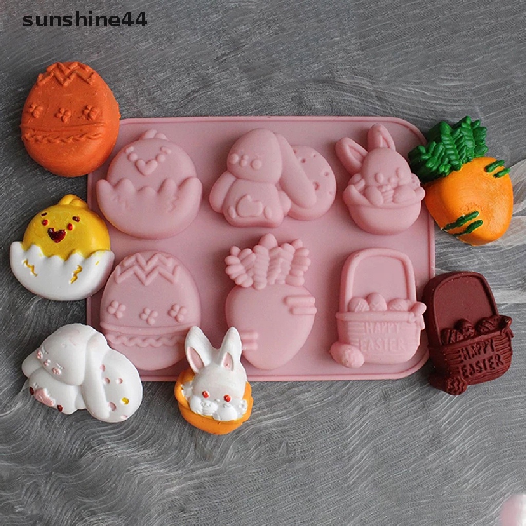 Sunshine Happy Easter Cetakan Bunny Easter Telur Silicone Mold Coklat Jelly Puding Kue Dekorasi Cetakan Rumah Tangga Dapur Pesta Paskah.