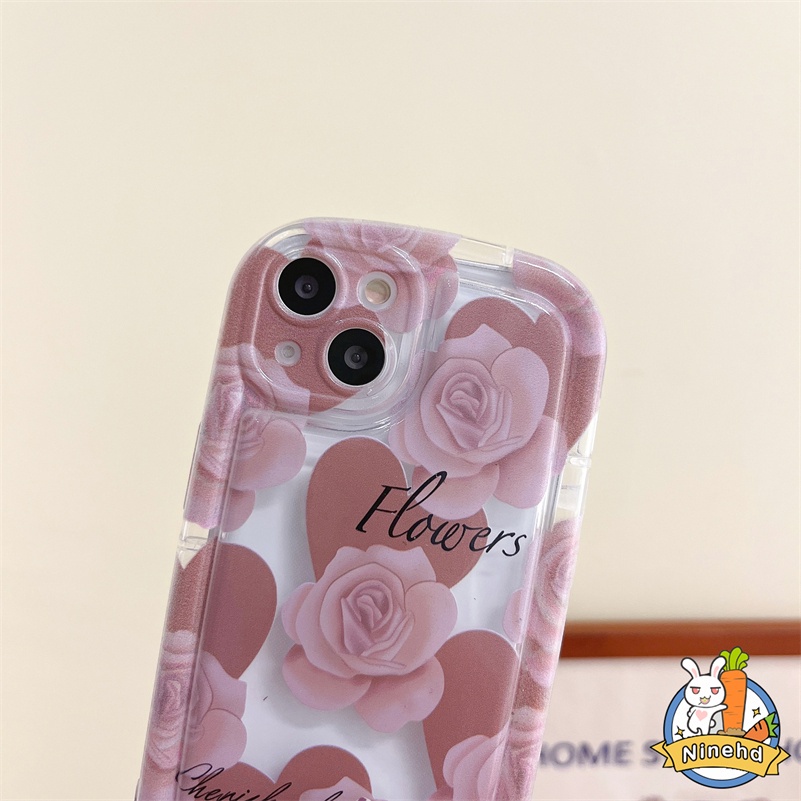 IPHONE Casing Kompatibel Untuk Iphone14 13 12 11 Pro Max X Xr Xs Max SE 8 7 6 6s Plus Retro Ins Sastra Rose Phone Case HD Bening Tebal Airbag Shockproof Soft Case Cover Pelindung