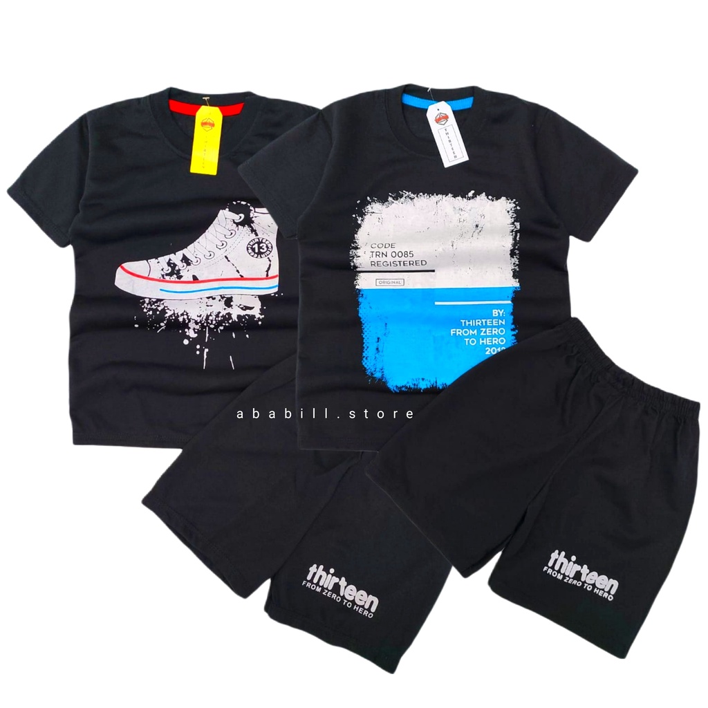 TERLARIS  Setelan Anak Laki-Laki,Setelan Kaos Anak Distro Thirteen