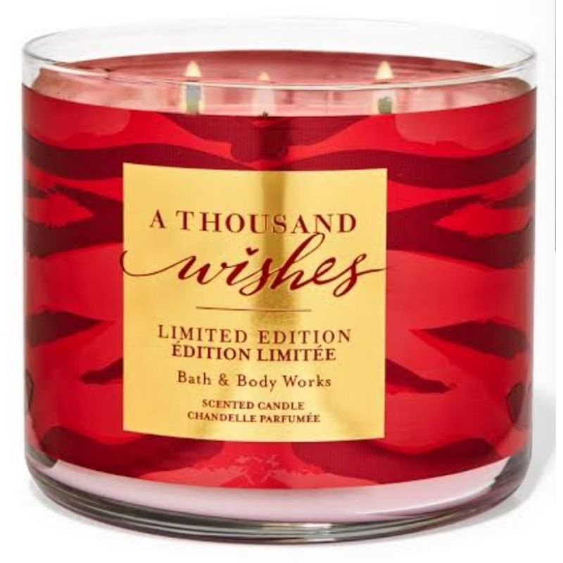 BATH AND BODY WORKS BBW A THOUSAND WISHES 3-WICK SCENTED CANDLE 411 G LILIN WANGI 3 SUMBU UKURAN BESAR PENGHARUM RUANGAN