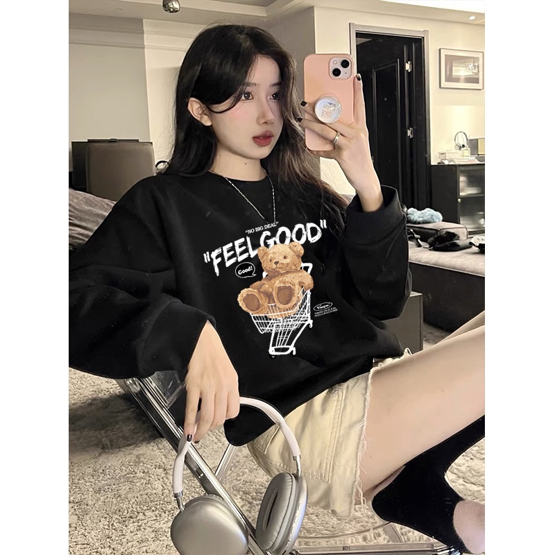 Sweater Oversize Teddy Bear Sweater Oversize Korean Style/kaos polos lengan panjang