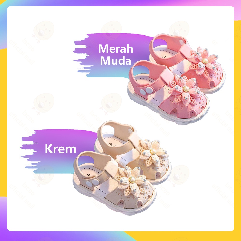 Lacoo Sandal anak perempuan cewek motif bunga Sepatu sandal anak lucu