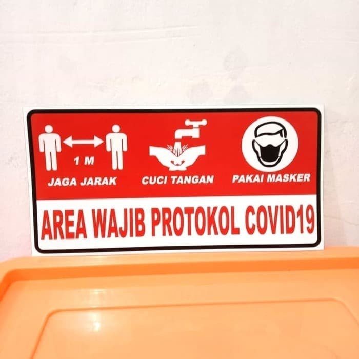 

SIGN STICKER K3 RAMBU AREA WAJIB PROTOKOL COVID 19 SAFETY UK 15X30CM - Biru
