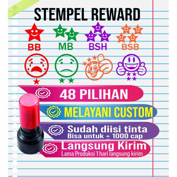 

✅COD,Stempel Reward Penilaian Guru TK/SD/Anak bentuk bulat (Diameter 2,5 cm/ukuran uang koin 1000 )