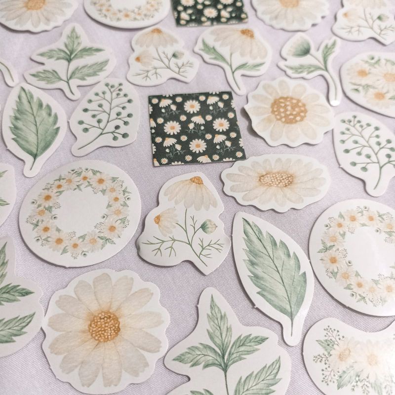 

10pcs Sticker One Set DAISY STORY Deco stiker Rustic Vintage Flower Carte Botanique Old Time Scrapbook Journaling Kit Diary