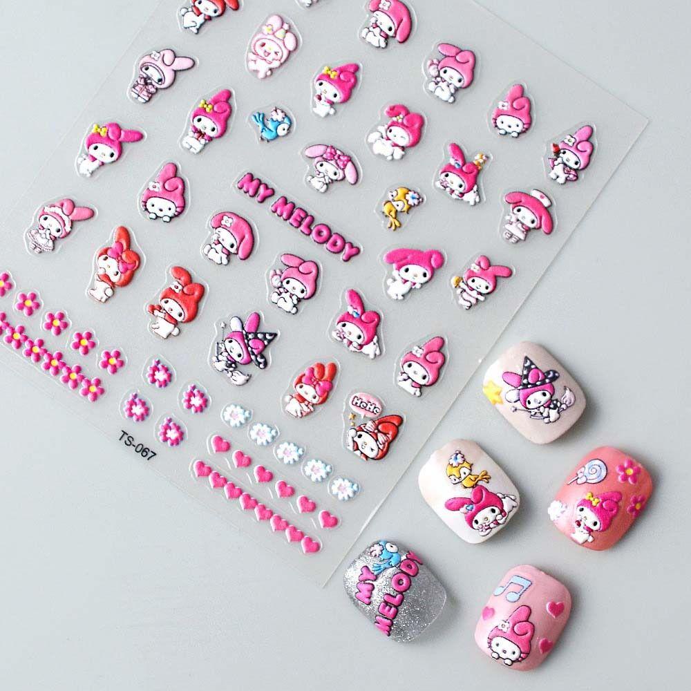 Agustina Kartun Stiker Kuku Wanita Lucu Kuromi Kitty Cat Manicure Aksesoris Nail Art Dekorasi