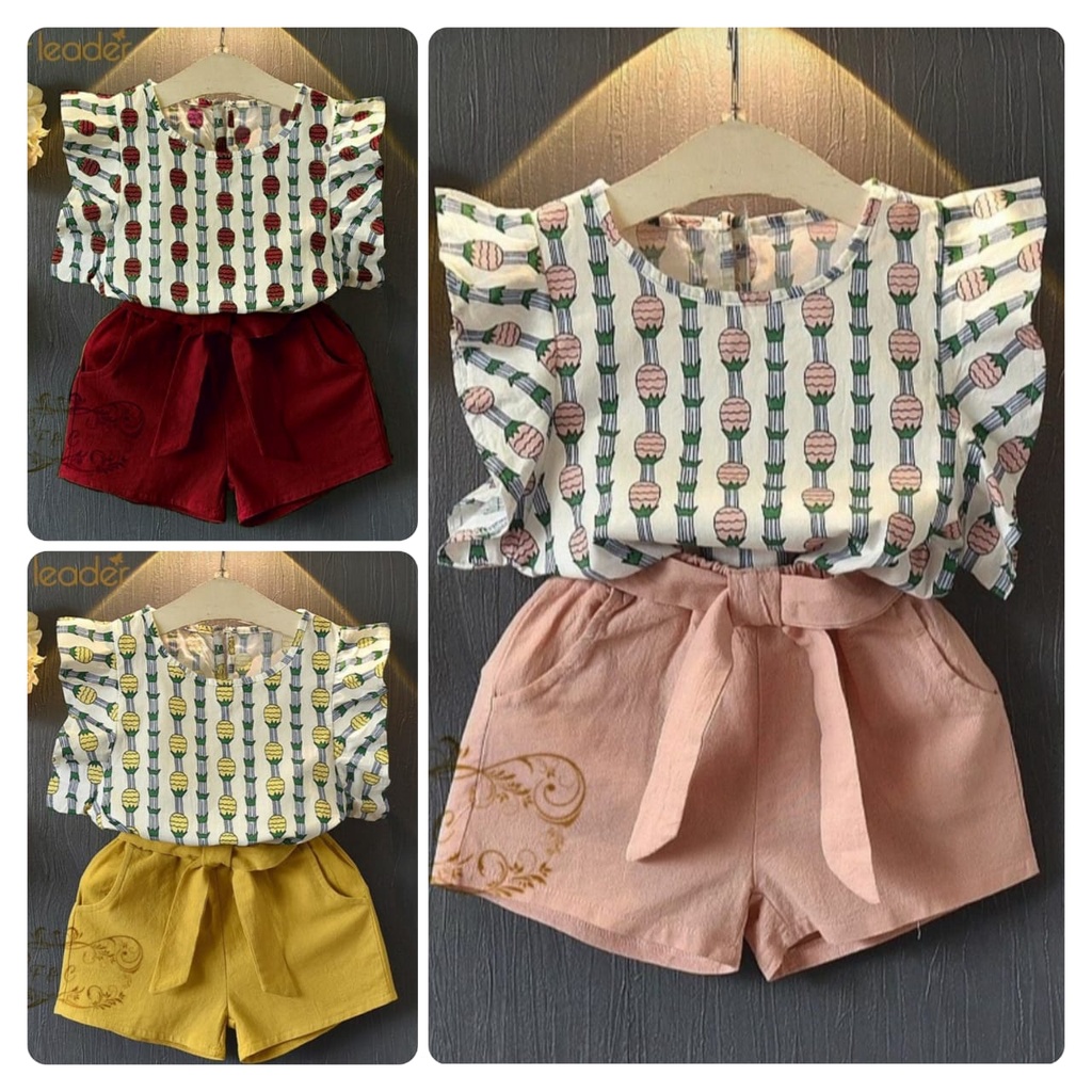 3 UKURAN SET BERRY KID FASHION PAKAIAN ANAK PEREMPUAN SETELAN ATASAN DAN CELANA FEHM