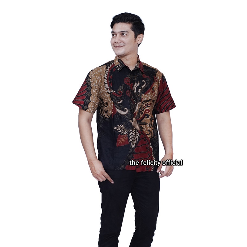 Batik Set Pakaian Couple Dress Wanita dan Atasan Kemeja Pria batik modern merapi