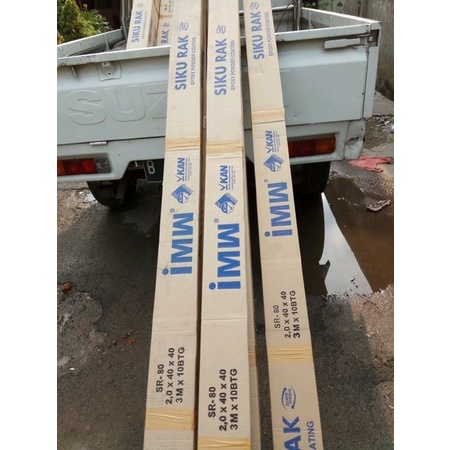besi siku lubang merk IMW tipe SR-80 4x4cm panjang 3 meter