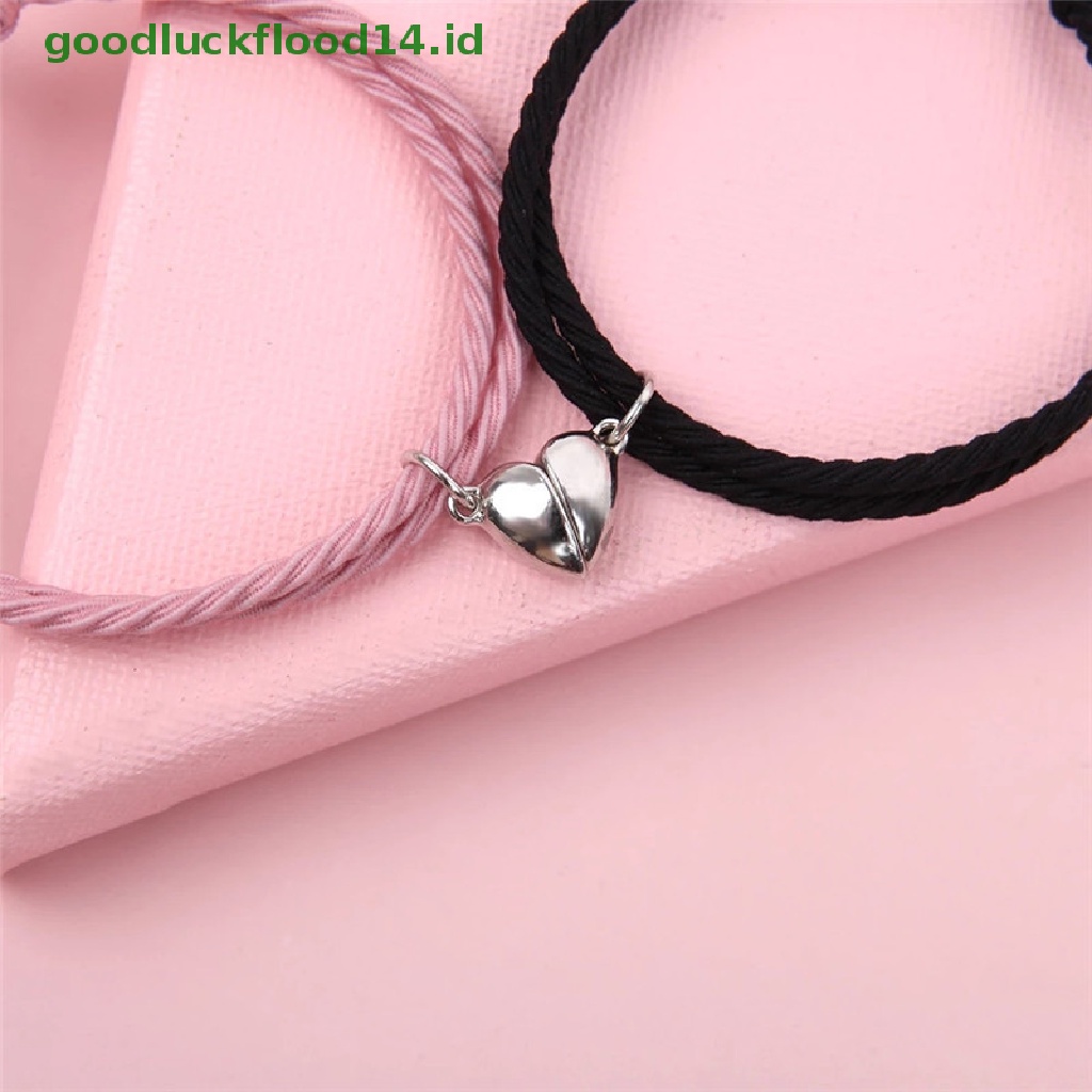 [GOOGFOUR] 2pcs Couple Heart Gelang Tali Braided Distance Magnet Attract Hadiah Persahabatan [TOP]