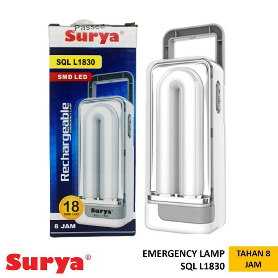 Surya SQL L1830 Lampu Darurat Portable 18 LED Emergency Cas Ulang 1500mAH Original
