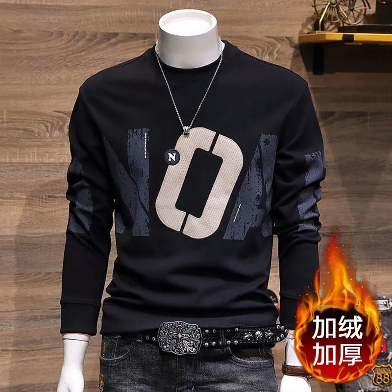 Sweater Pria    2022   Korea Tren Slim Pemuda  Huruf Menebal Bulu Kasual Memakai