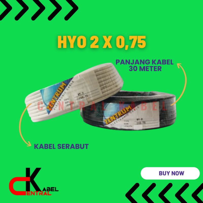 KABEL LISTRIK SERABUT HYO 2 x 0,75 (30 METER)