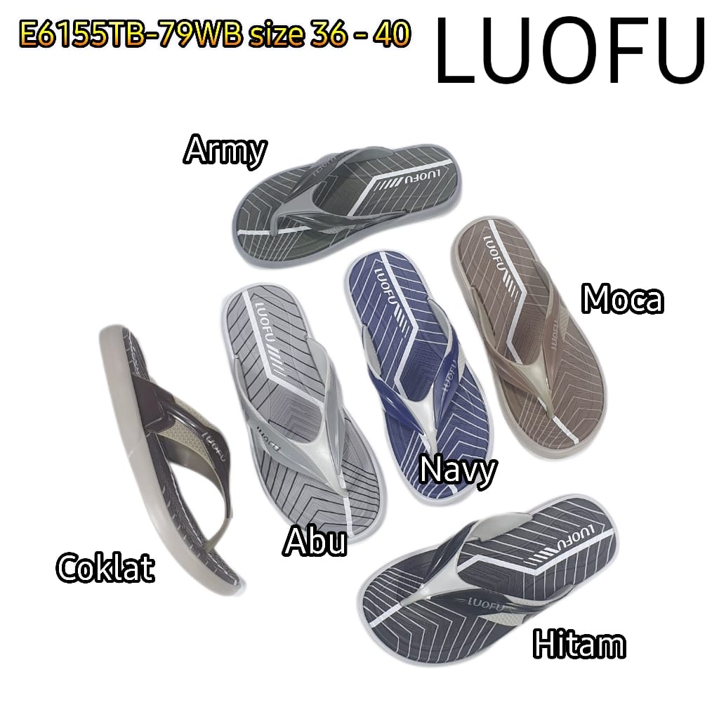 LUOFU ORIGINAL jelly sandal karet empuk murah jepit pria abg anak cowok import E6155TB-79WB