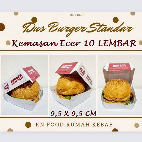 

Dus Burger Standar Ecer/ Kemasan Burger Standar Ecer 10Lembar uk9.5x9cm