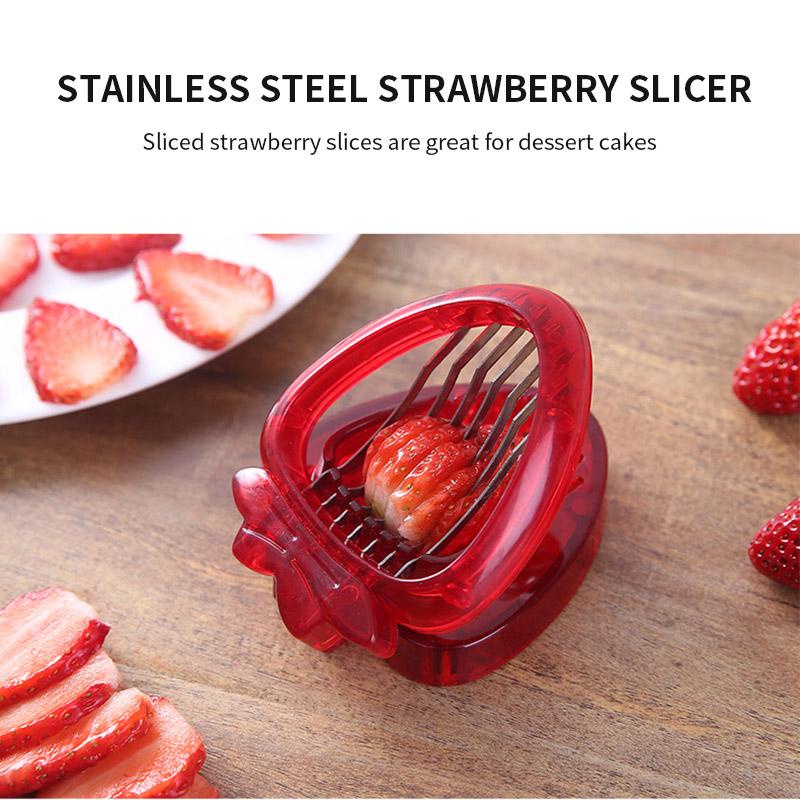 Mini Strawberry Slicer Stainless Steel Rumah Makan Bar Hotel Cafe Alat Pengiris Buah Gadget Reusable Accessories